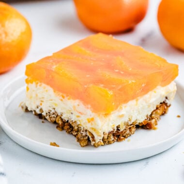 square of tropical jello pretzel salad