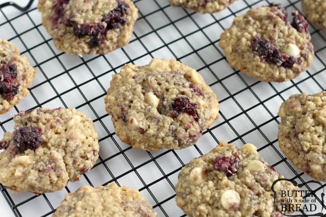 Blackberry Oatmeal Cookies are absolutely amazing! The cookies are soft and chewy and the fresh blackberries add the most delicious flavor!