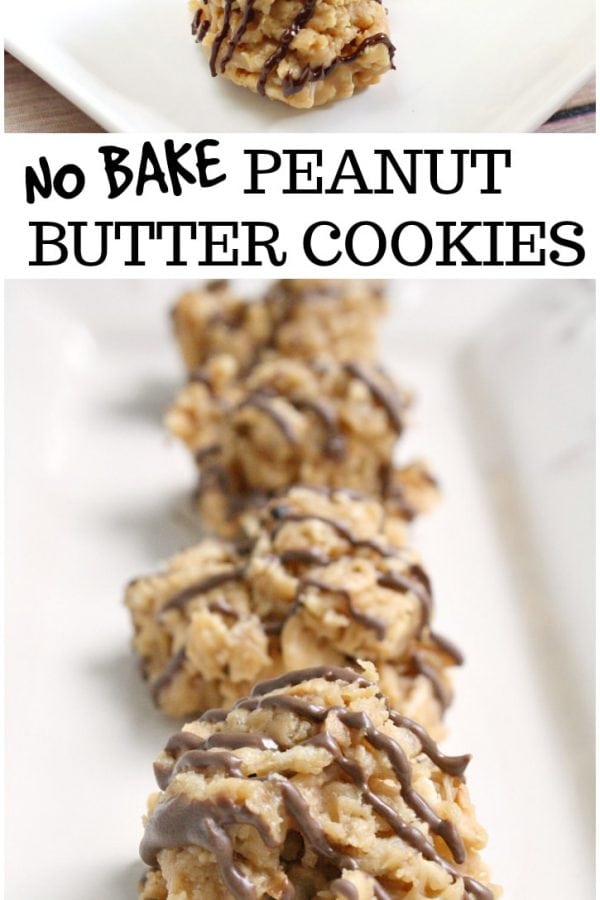 No Bake Peanut Butter Cookies are crunchy, sweet and full of flavor and they only take a few minutes start to finish to make!