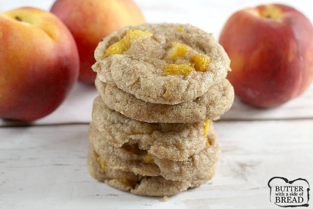 Peach Snickerdoodles are soft, chewy, delicious and the addition of fresh peaches takes your favorite cinnamon sugar cookie up a couple notches!