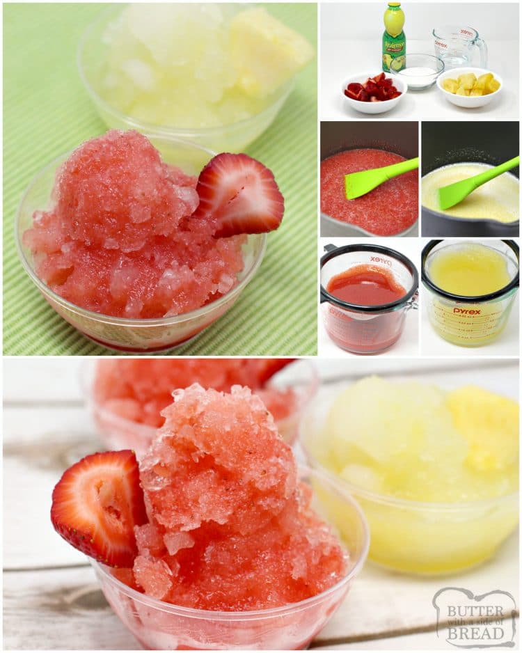 Homemade Fresh Fruit Shaved Ice is the perfect summer treat! Fresh fruit syrups are so much healthier than those store-bought syrups and you can make any flavor!