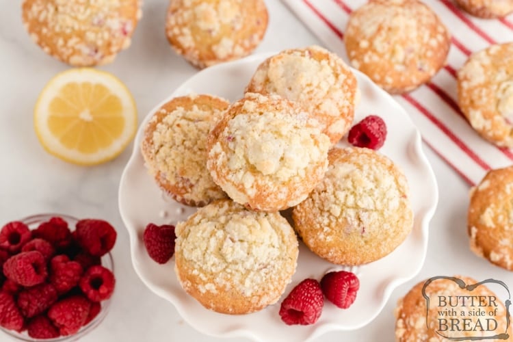 Lemon muffins with fresh raspberries