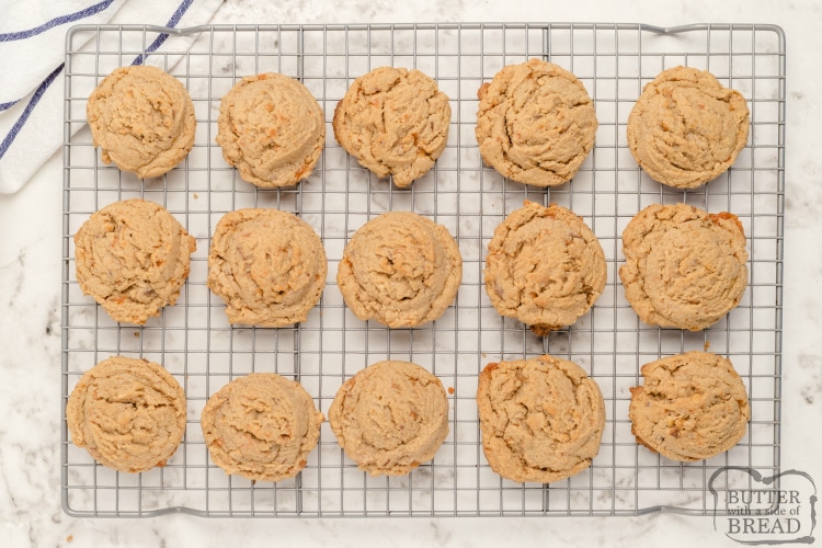 Peanut Butter Butterfinger cookies cooling on a wire rack