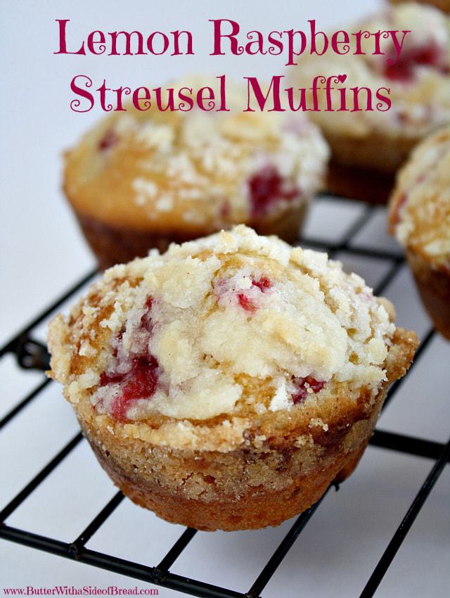 Lemon Raspberry Streusel Muffins with a lovely bright, raspberry flavor and topped with a sweet buttery streusel topping. Perfect morning treat!