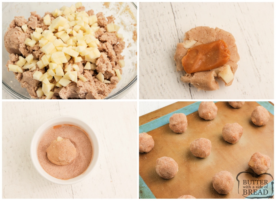 Step by step instructions on how to make Caramel Apple Snickerdoodles