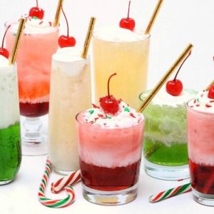 Christmas Cream Sodas made with sweet syrups, cream and club soda are a delicious & festive addition to any holiday party!