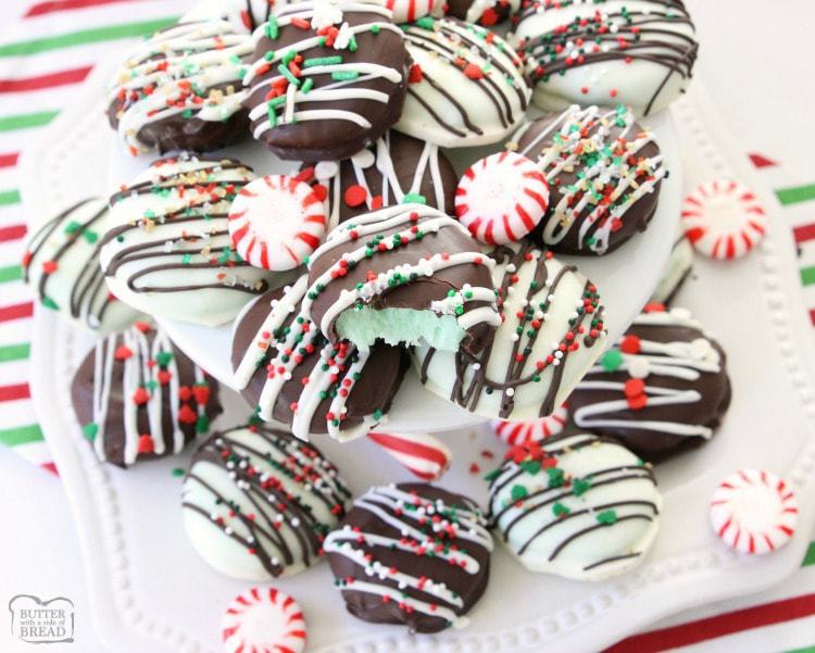 Christmas Peppermint Patties made easy with few ingredients! Perfect fun & festive dessert for holiday parties & gifts. They taste so much better homemade!