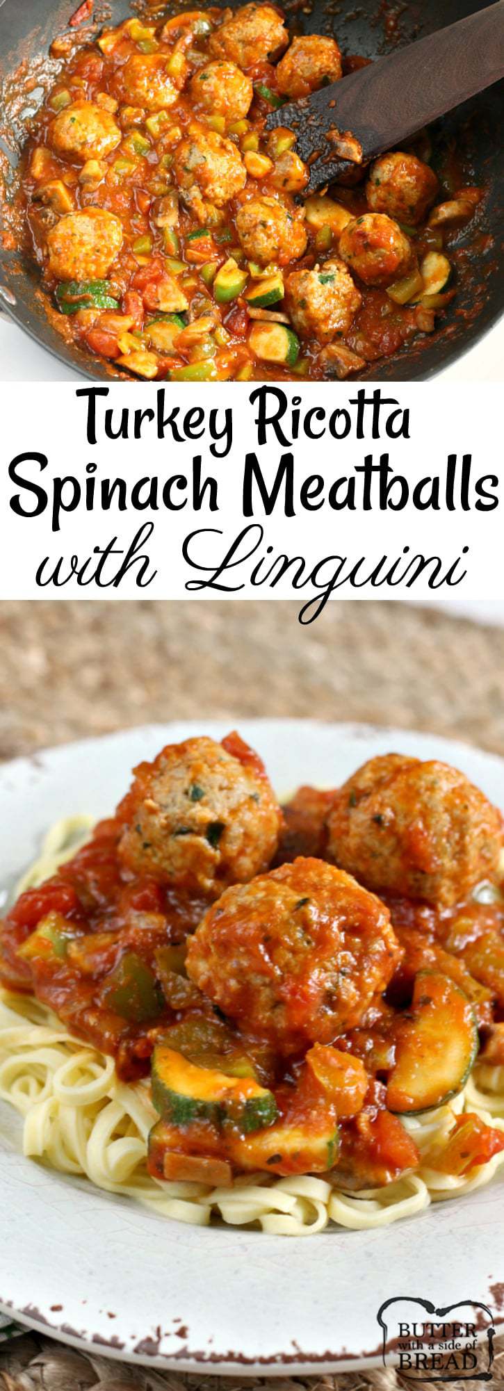 Turkey Ricotta Spinach Meatballs are so easy to make -add some marinara sauce and vegetables and serve over pasta for a deliciously well-balanced meal!