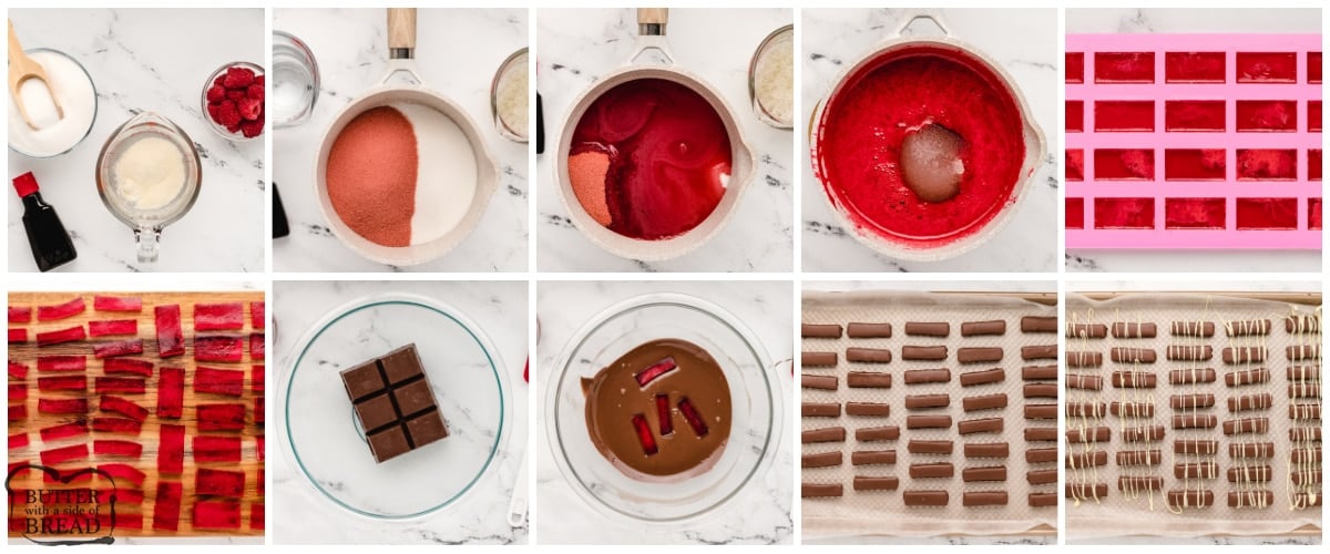 Step by step instructions in Chocolate Raspberry Sticks