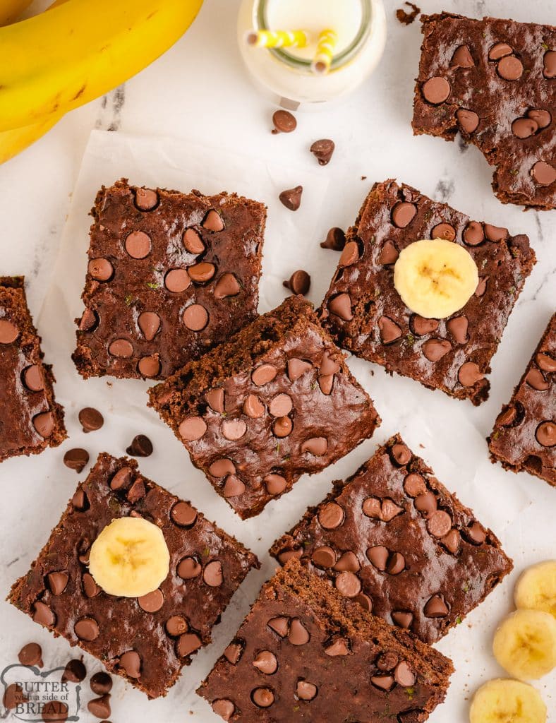 chocolate banana bars made with 5 bananas