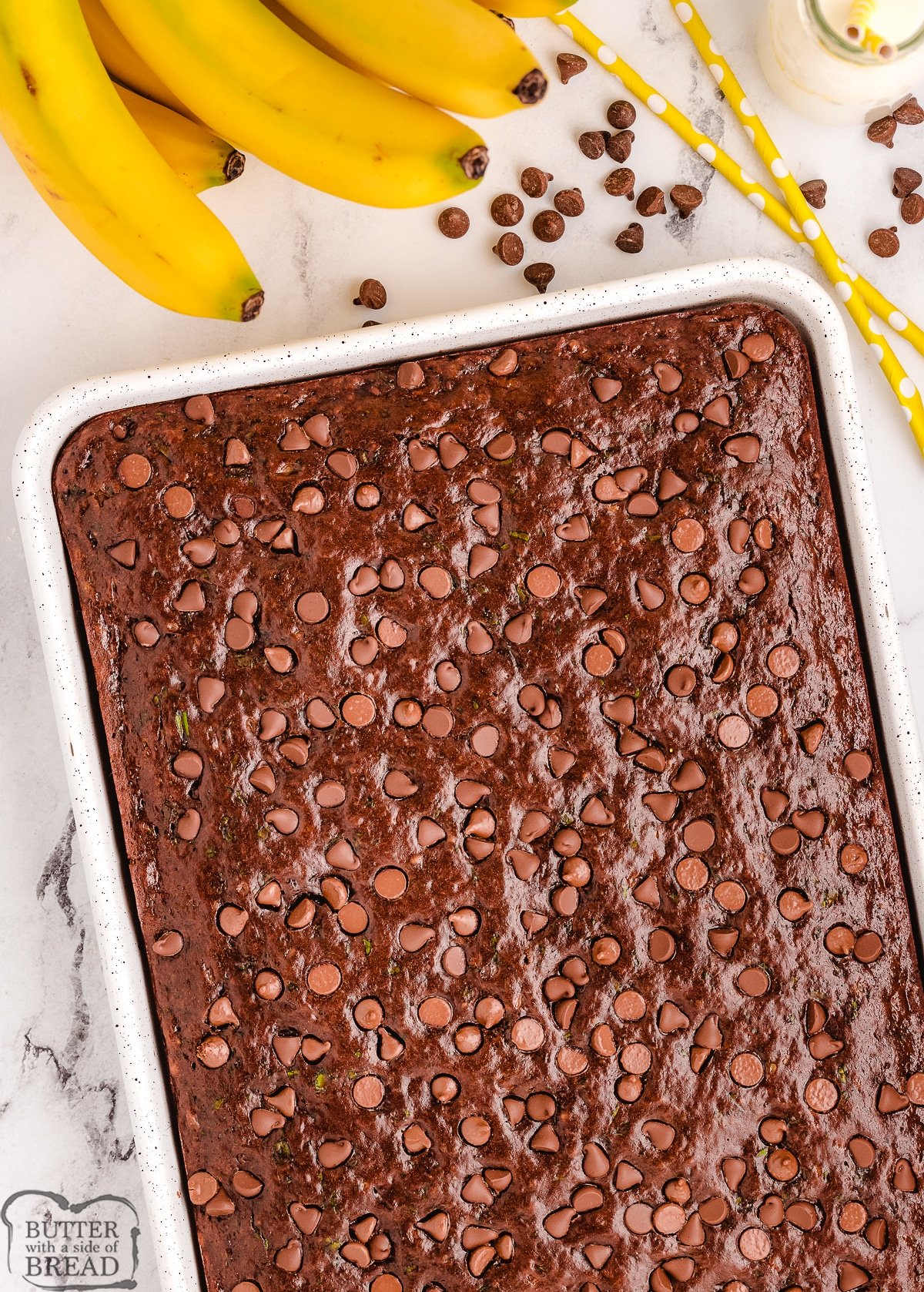 pan of chocolate banana bars