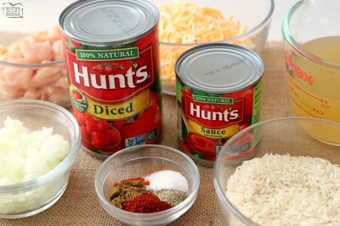 Hunts Tomatoes used in a recipe for One Pot or Instant Pot Spanish Rice