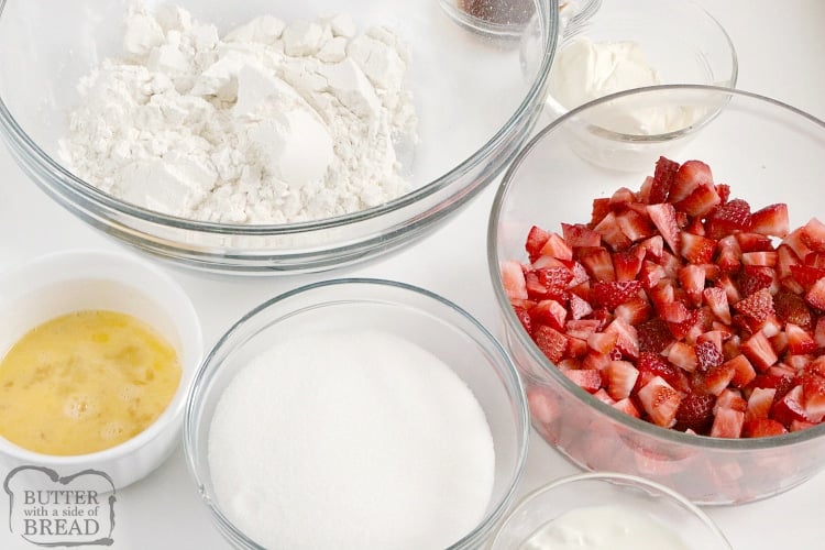 Ingredients in strawberry bread recipe
