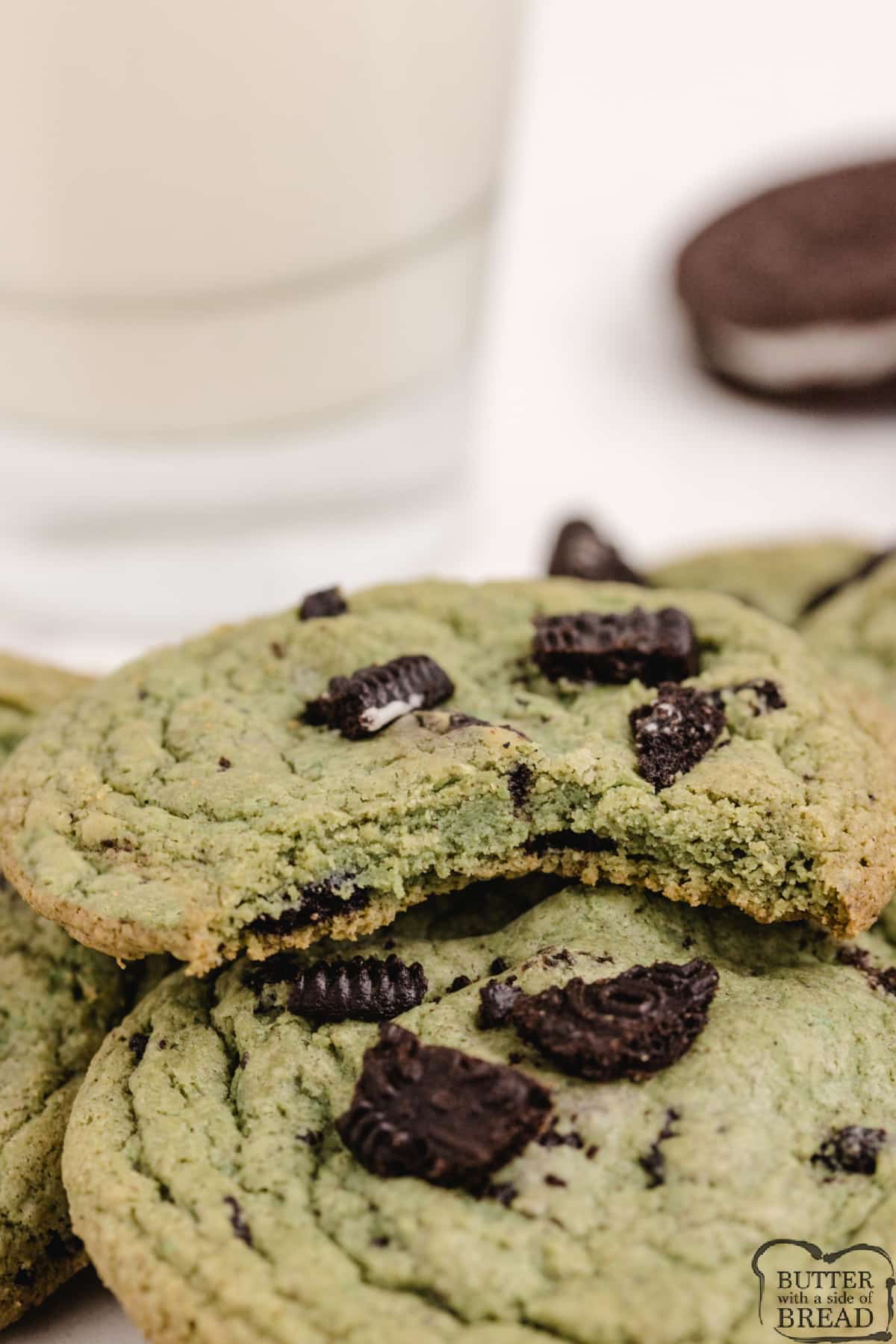 Mint flavored cookies with crushed Oreos