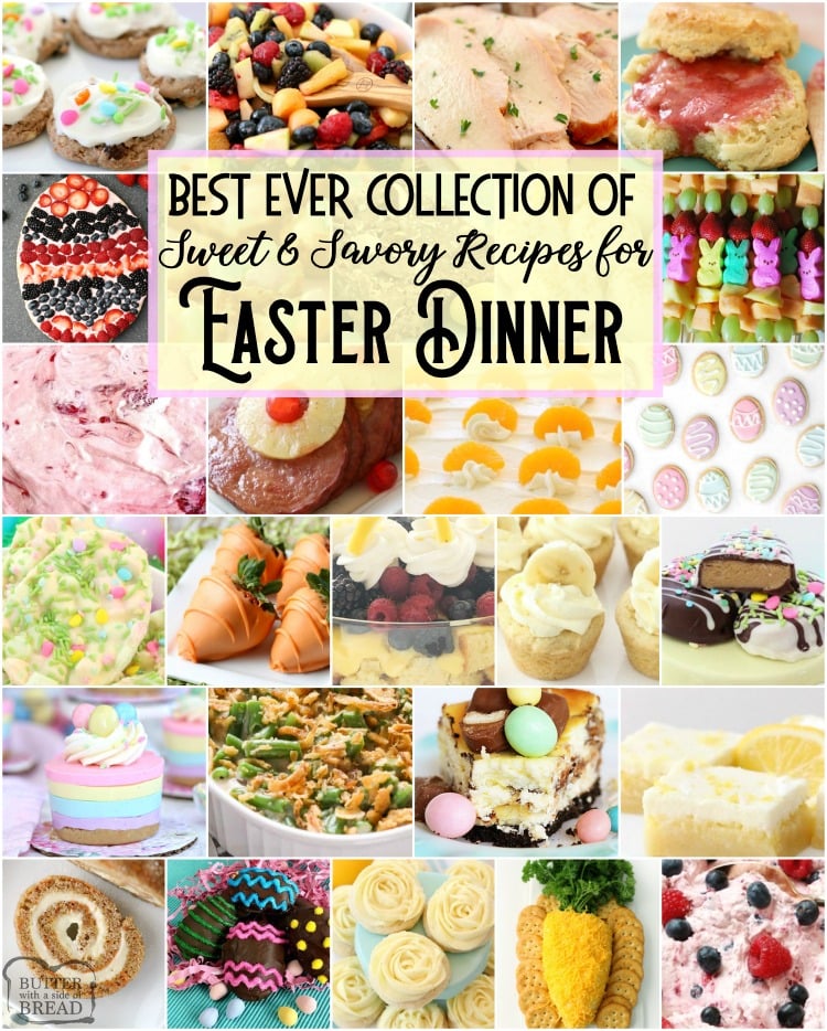 Best Easter Dinner Recipes: tried and true easy Easter Dinner Recipes with everything from slow cooker ham to Orange Cream Fruit Salad, Banana Cream Pie Cookies, Pecan Grape Salad and more. All the Easter dinner recipes you need for a delicious, festive holiday are here.