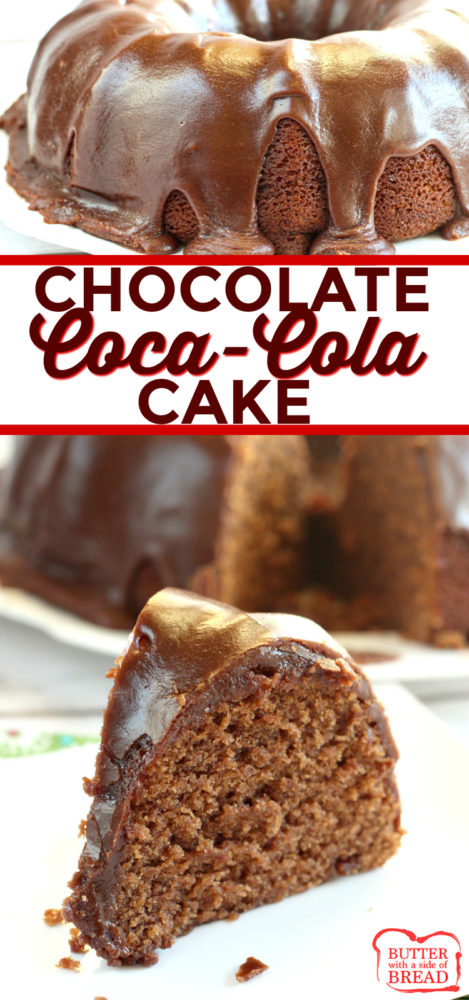 Coca-Cola Cake is a rich, decadent chocolate cake recipe made with Coca-Cola, marshmallow creme & chocolate ganache frosting. BEST Coca Cola Bundt Cake you'll ever try!