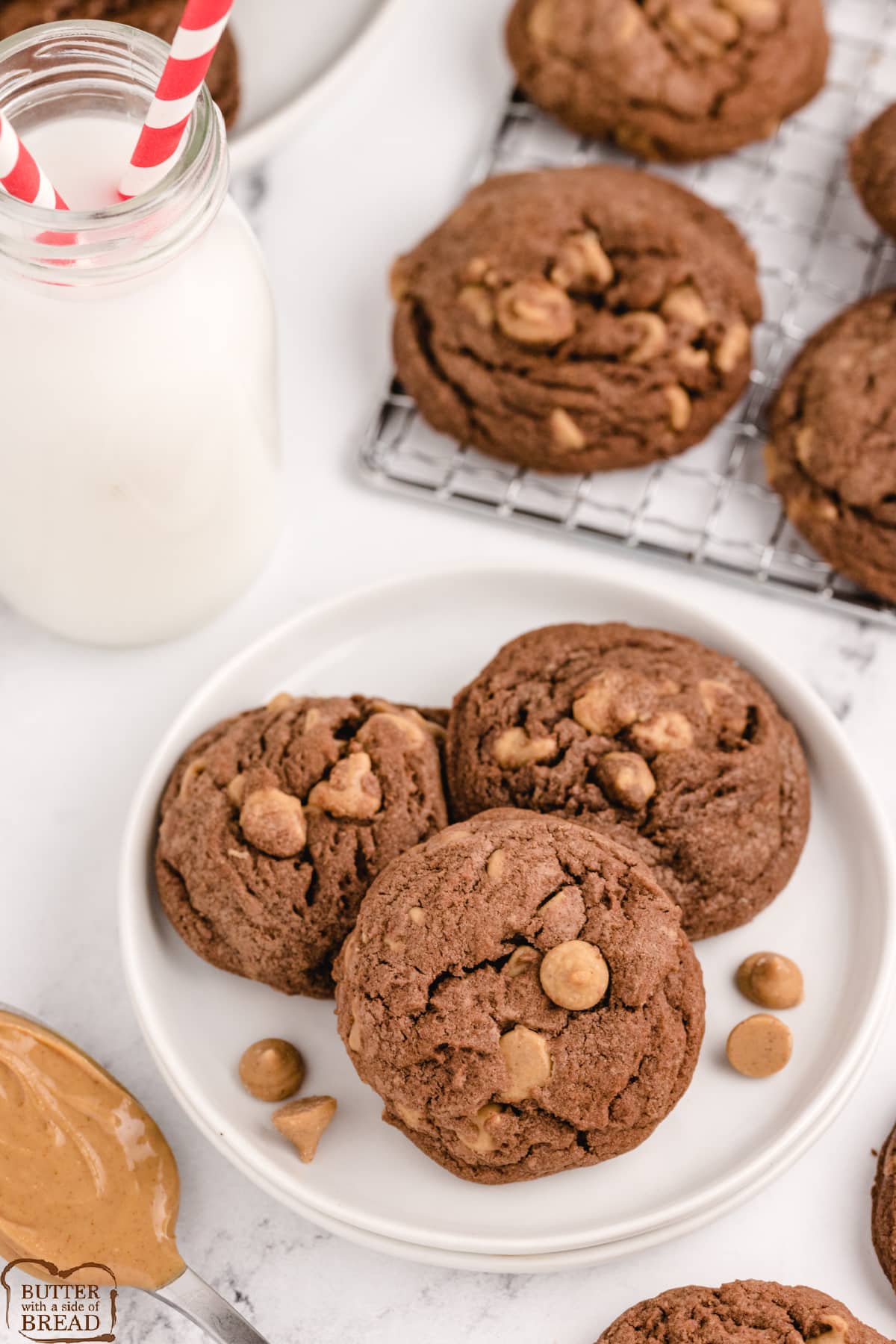 Chocolate cookies with peanut butter chips