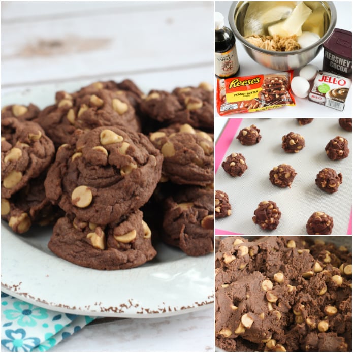 Step by step photos of how to make Peanut Butter Chip Chocolate Cookies