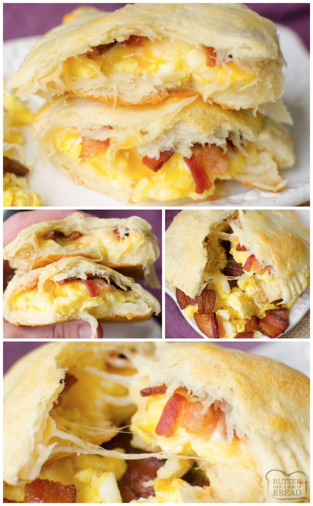 Bacon, Egg and Cheese Baked inside Crescent Dough for an easy breakfast recipe idea.