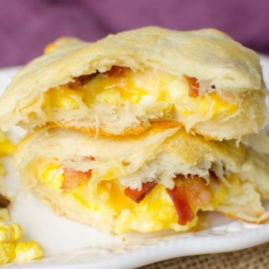 Eggs and Bacon inside of a dough pocket to make a easy breakfast in the mornings.