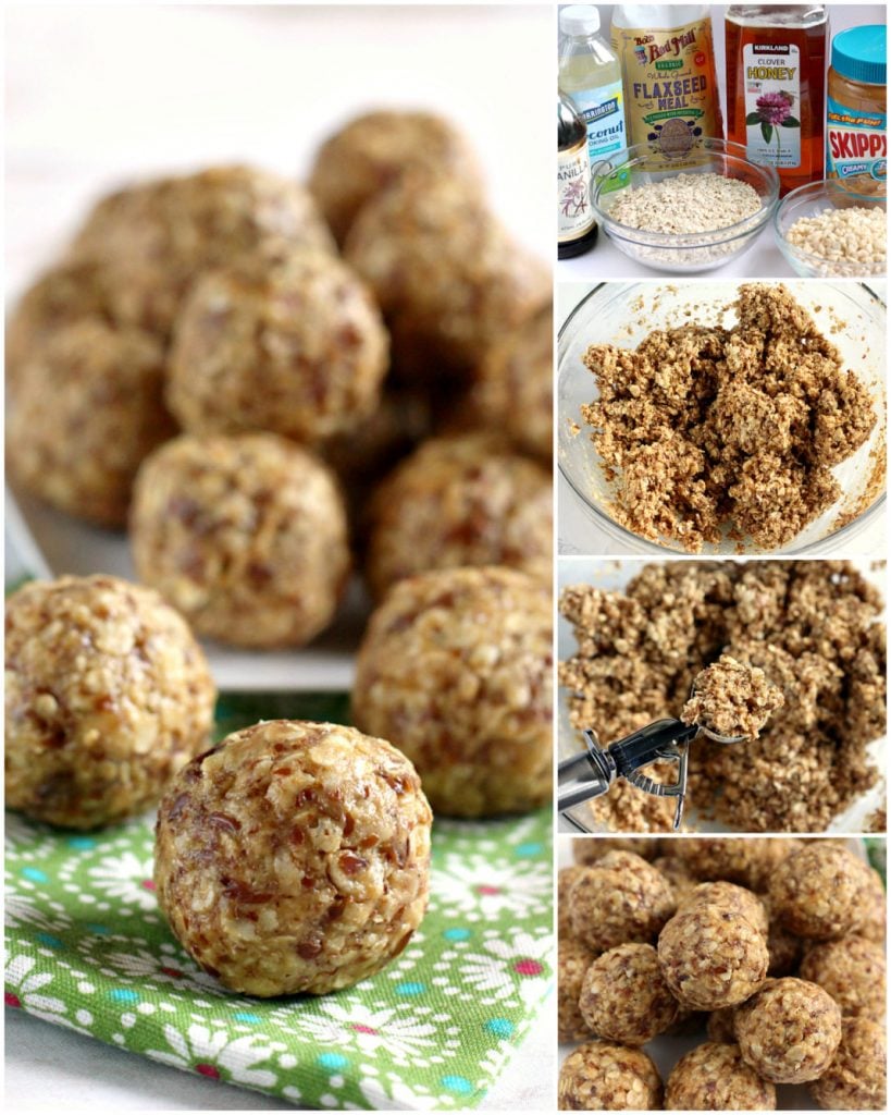Oatmeal Peanut Butter Protein Balls are made with oats, peanut butter, honey, flaxseed, Rice Krispies, coconut oil and vanilla. These are healthy, filling and the tastiest protein ball recipe that I've ever tried!