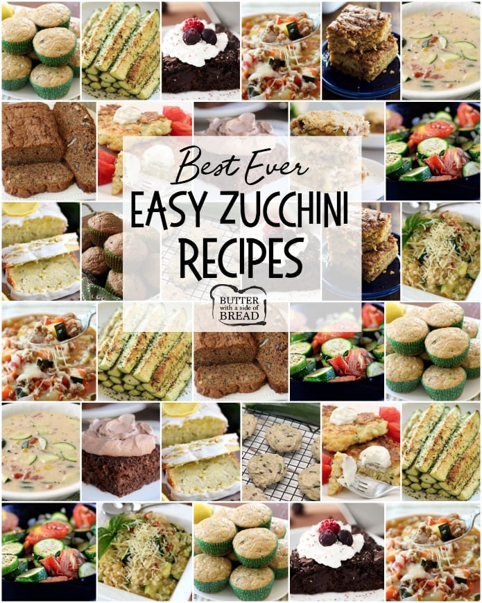 Easy Zucchini Recipes that everyone goes crazy over! Best Zucchini Bread, Zucchini Cookies, grilled zucchini and more. These are the best zucchini recipes for when your garden is overflowing! 