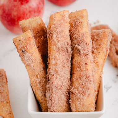 apple pie fries coated with cinnamon sugar
