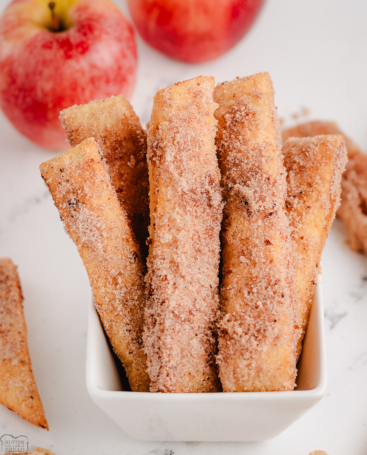 apple pie fries coated with cinnamon sugar