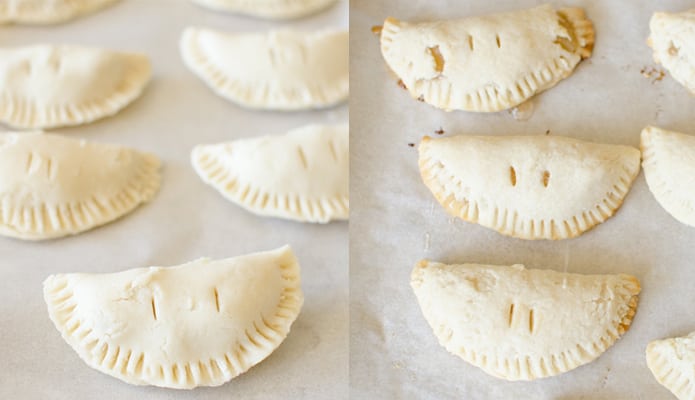 before and after the apple hand pies were baked.