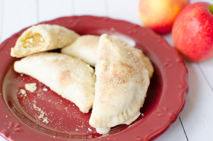 Canned apple pie filling and a pie crust mix are used in making these simple hand pies.