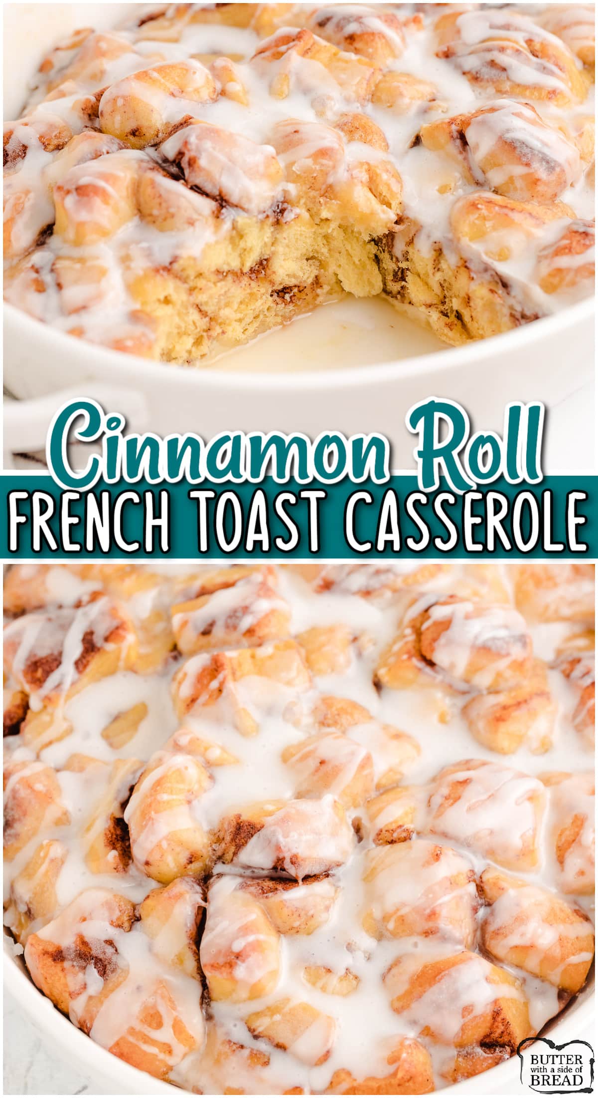 Cinnamon Roll French Toast Casserole comes together fast to create a sweet dish that everyone will love! This baked French Toast is great for breakfast, brunch or special holidays, using a package of refrigerated cinnamon rolls makes this recipe so easy to make.