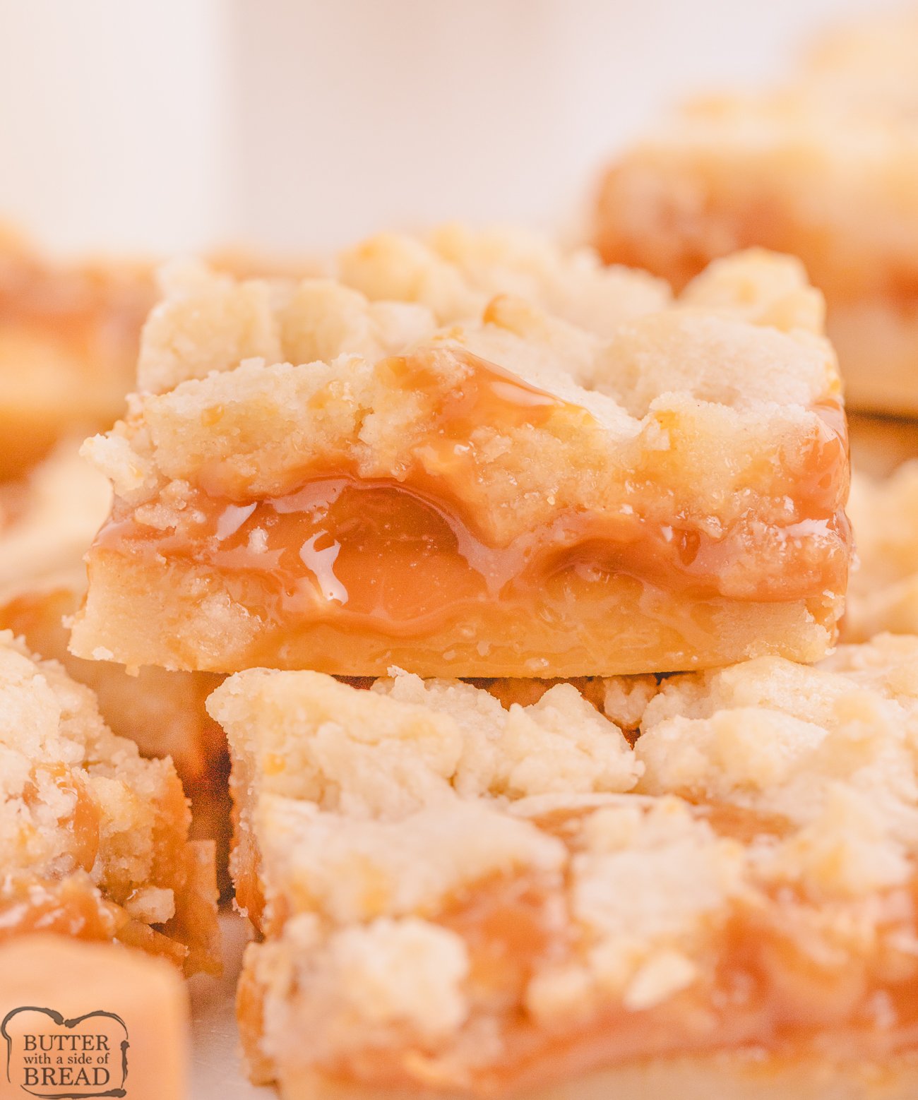 salted caramel bars cut into squares