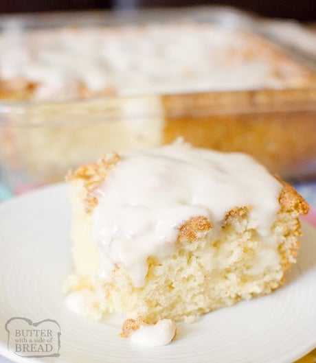 Cinnamon Roll Cake gives you all the classic cinnamon roll flavors with minimal work and time! Everyone loves the fluffy texture, cinnamon and sugar swirl top and the sweet vanilla glaze in this easy cinnamon roll cake recipe.