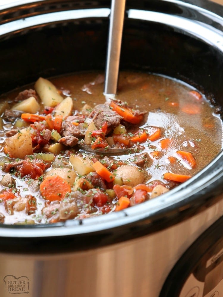 Best Crock Pot Beef Stew recipe made with tender chunks of beef, loads of vegetables and a simple mixture of broth and spices that yields incredible home style beef stew. Tips for making more flavorful stew & time saving ideas to make faster stew.