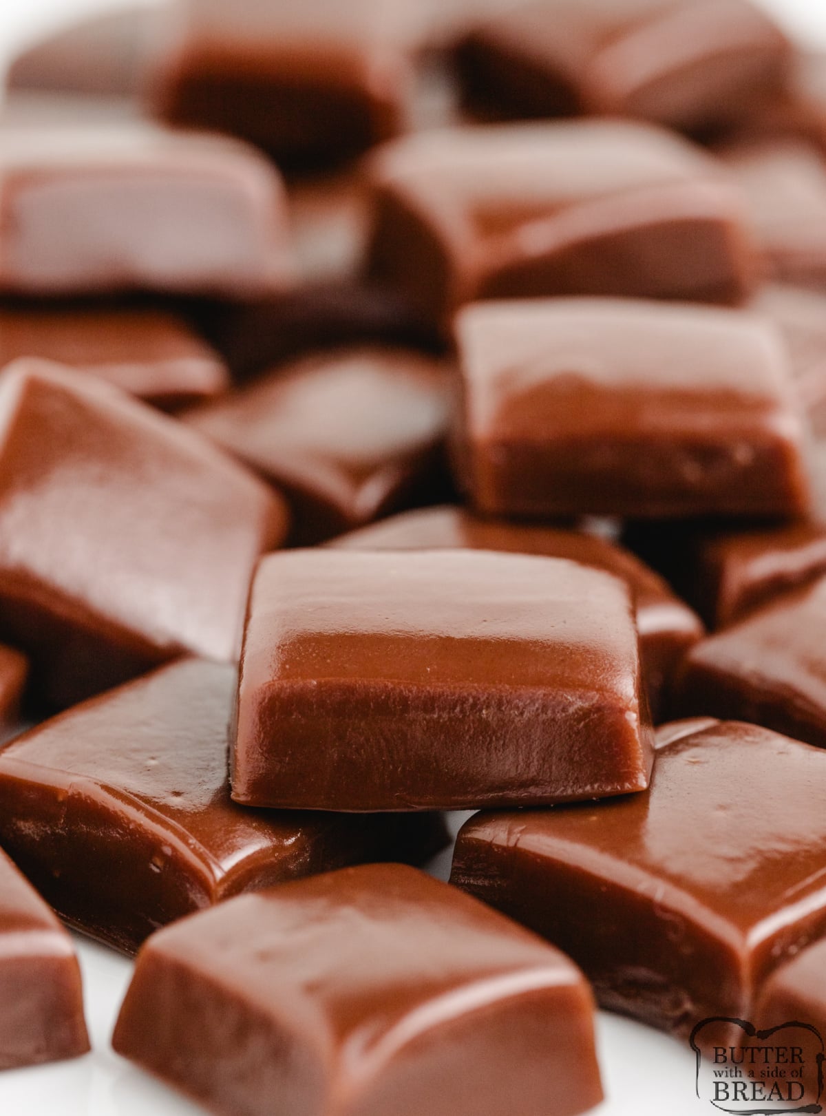 Homemade chocolate caramels.