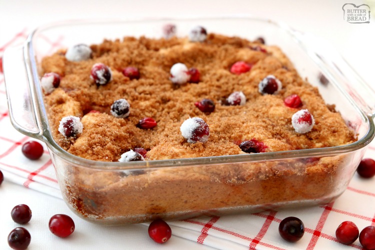 Cranberry Cinnamon Coffee Cake recipe made with just 4 ingredients! Festive & easy coffee cake recipe perfect for holiday breakfasts.