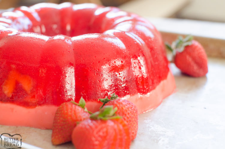 Creamy Strawberry Jello Mold - Belly Full