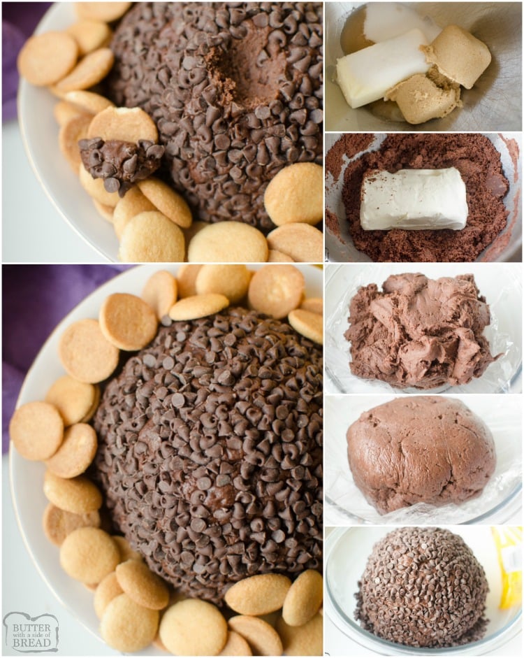 Double Chocolate Chip Cheese Ball is just that.. rich twice the chocolate turned into a sweet cheese ball! The rich chocolate batter combined with the tangy cream cheese then rolled in mini chocolate chips makes this a rich and delicious appetizer or dessert!