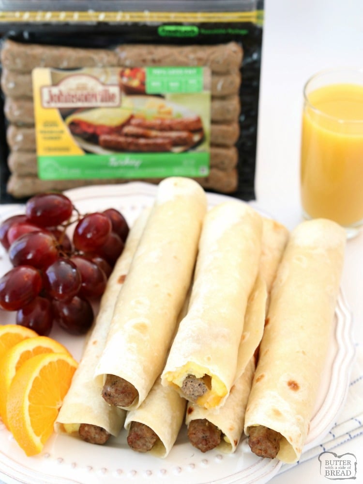 High Protein Breakfast Wraps made with turkey sausage, eggs and cheese wrapped in a fresh tortilla. Easy on the go breakfast that's delicious and & satisfying for everyone!