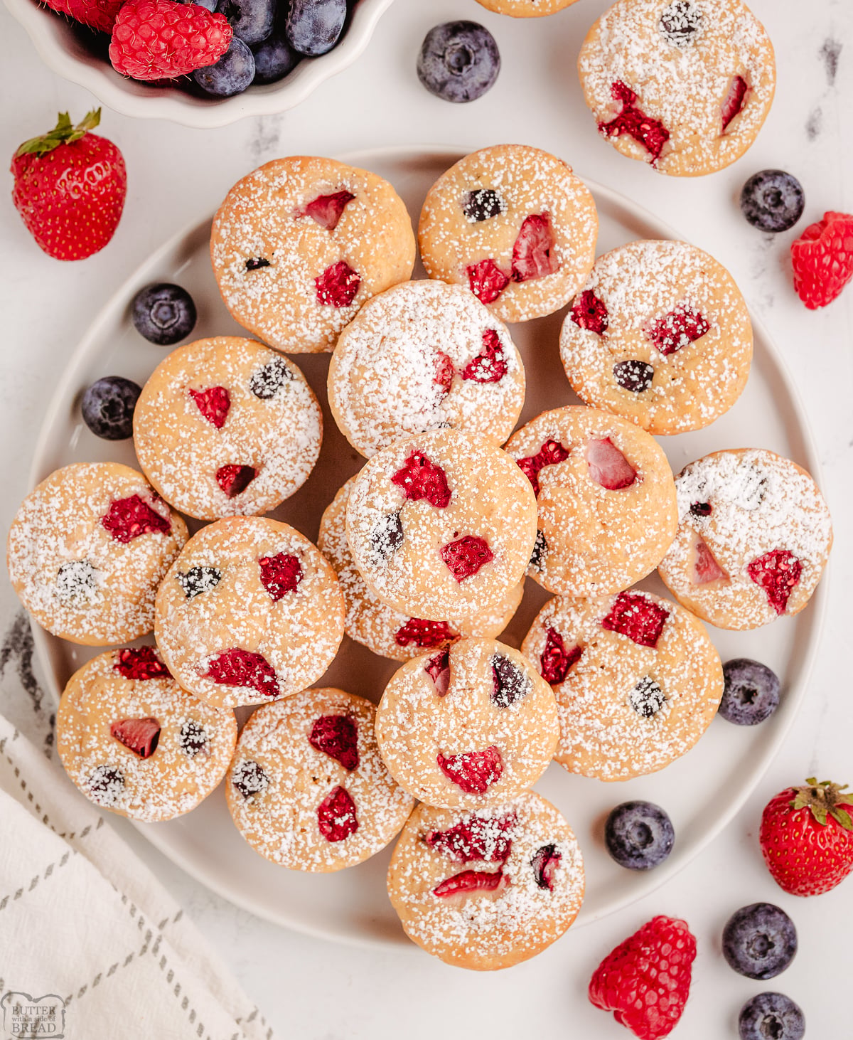 plateful of berry protein pancake bites