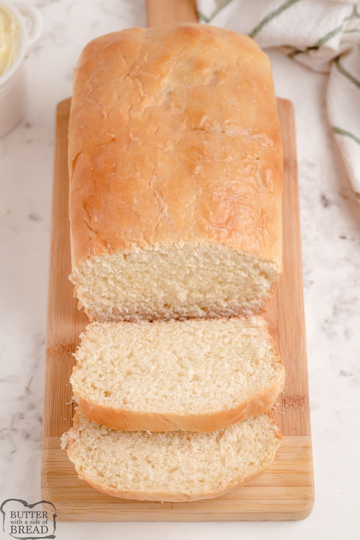slicing pieces of homemade bread