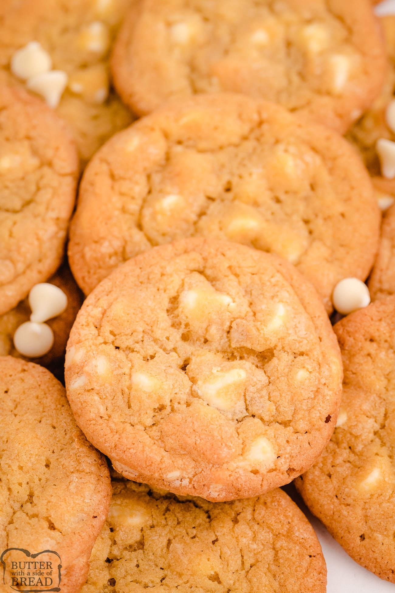 buttery crisp white chocolate chip cookies
