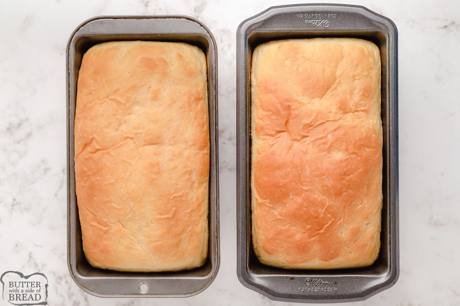 baked bread in bread pans