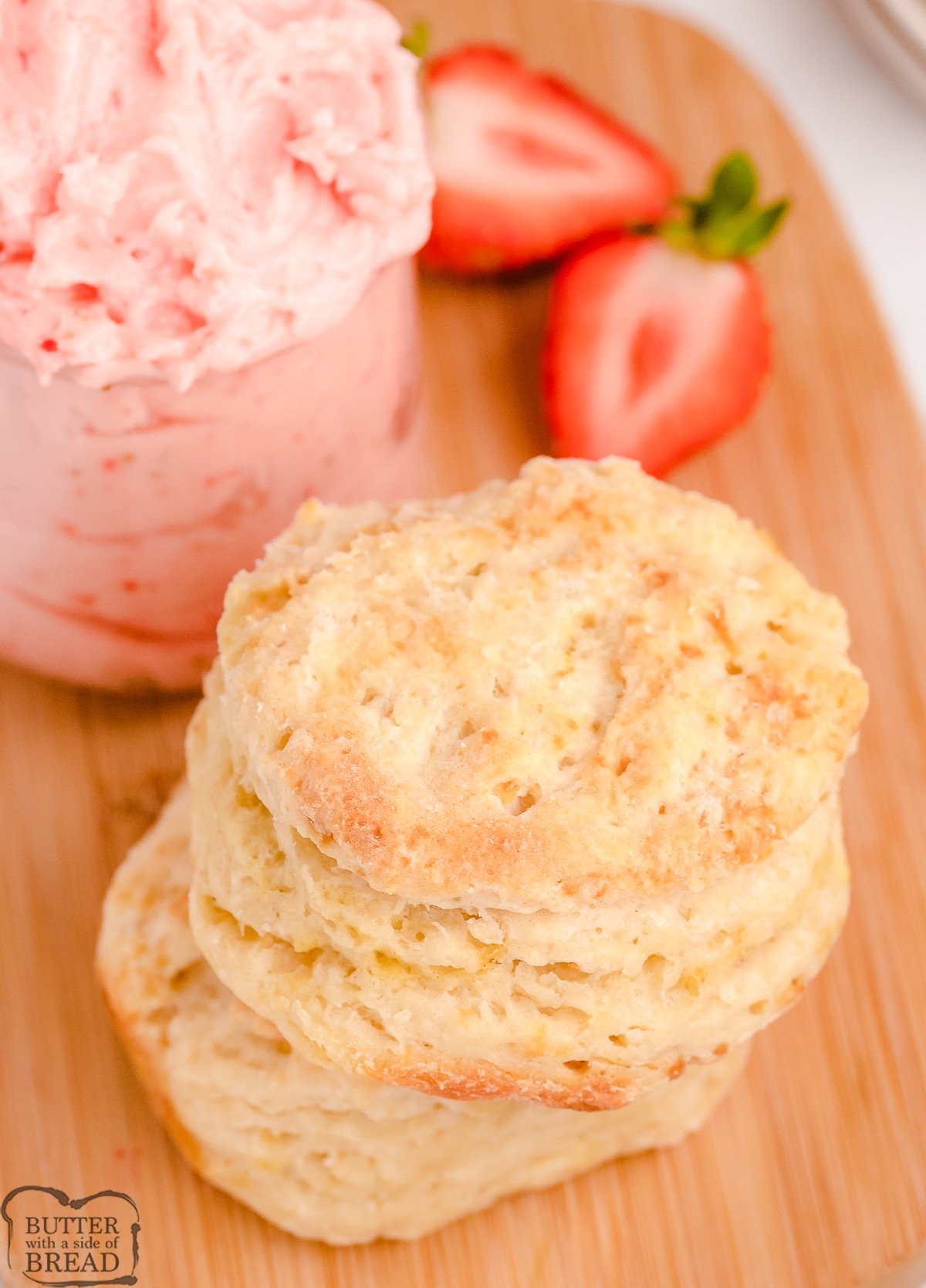buttery biscuits with strawberry butter