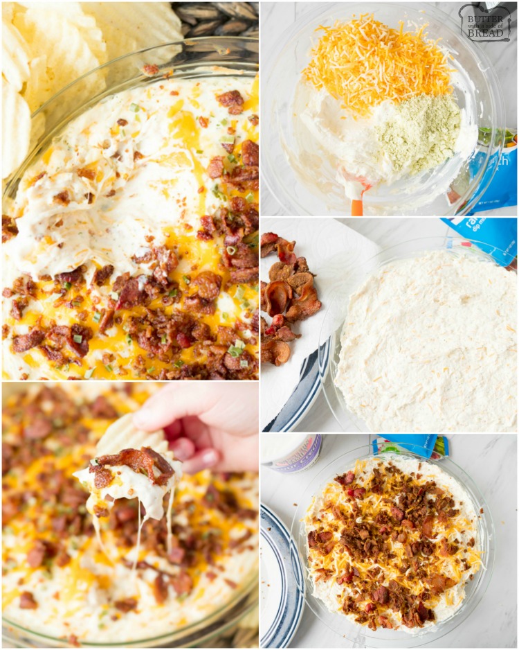 Chicken Cream Cheese Dip is a quick and easy hot appetizer. Perfect to throw together for a party or game day! Combining the classic flavors of chicken, bacon and ranch this cream cheese based dip is sure to be a crowd pleaser!