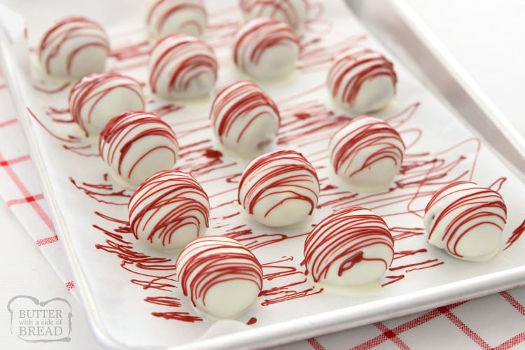 Red Velvet Oreo Balls made with just 3 ingredients & perfect for Valentine's Day! Made in minutes and so delicious, no one can guess they're made with Oreo cookies!