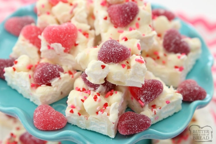 Valentine's Marshmallow Chocolate Bark is a simple, festive dessert that everyone loves! Made in minutes with just 3 ingredients, these chocolate squares are perfect for Valentine's Day!