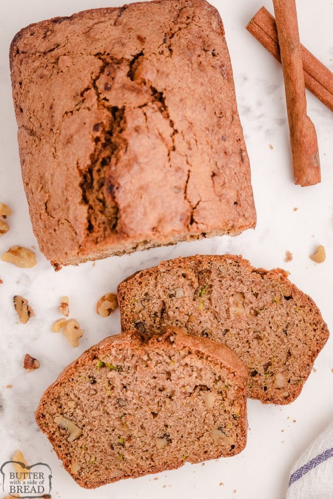 loaf of the best zucchini bread ever