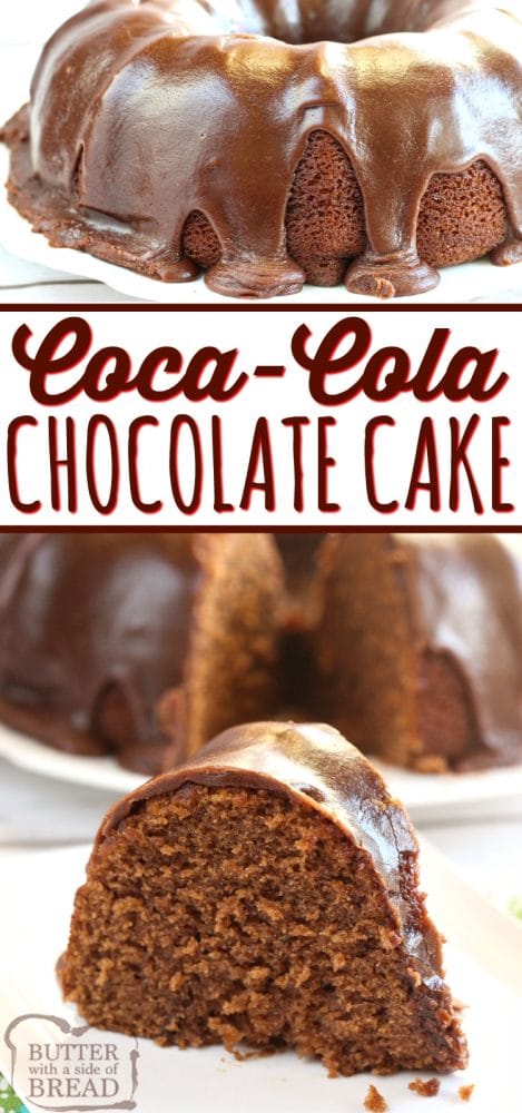 Coca-Cola Cake is a rich, decadent chocolate cake recipe made with Coca-Cola, marshmallow creme & chocolate ganache frosting. BEST Coca Cola Bundt Cake you'll ever try!