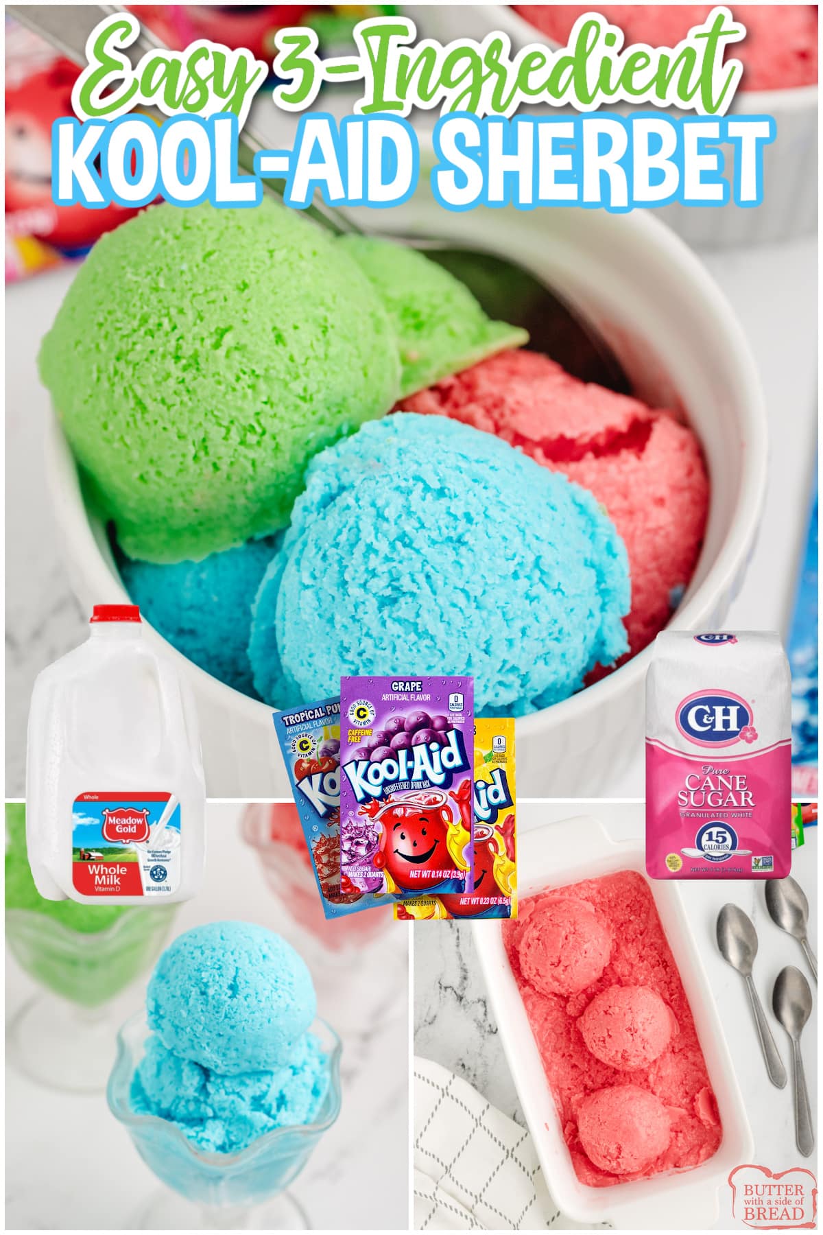 Easy Kool-Aid Sherbet is a delicious frozen treat that is made with only three simple ingredients, no ice cream maker required! With just a package of Kool-Aid mix, sugar, and milk, you can create a delicious and creamy sherbet in any flavor you desire.